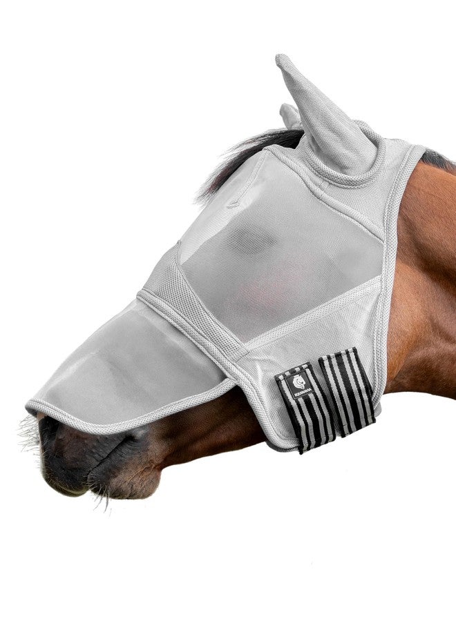 Equinavia Algard Soft Mesh Long Nose Fly Mask - Silver - Pony - Image 1